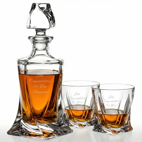 Personalised Quadro Whisky Decanter Set