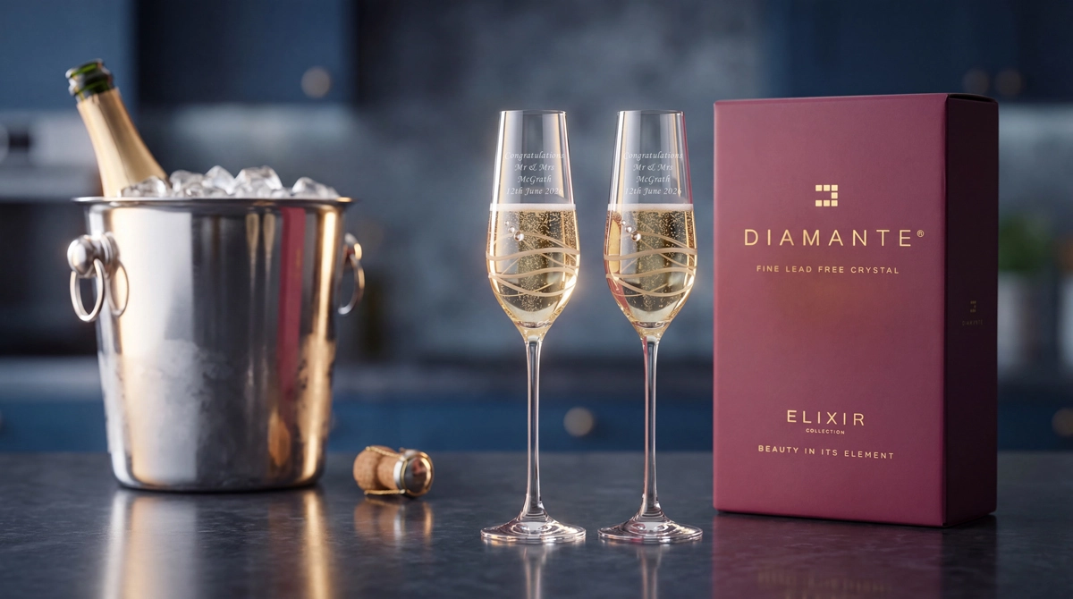 Engraved Personalised Champagne Flutes