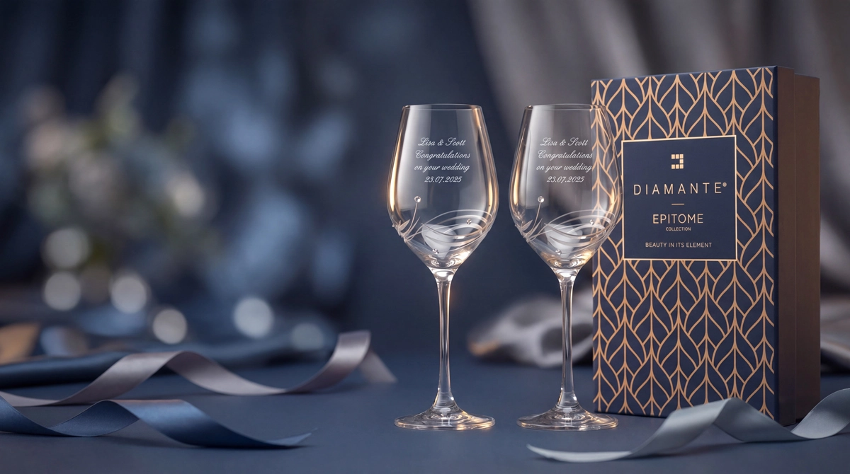 Personalised Diamante Glassware With Swarovski Crystals