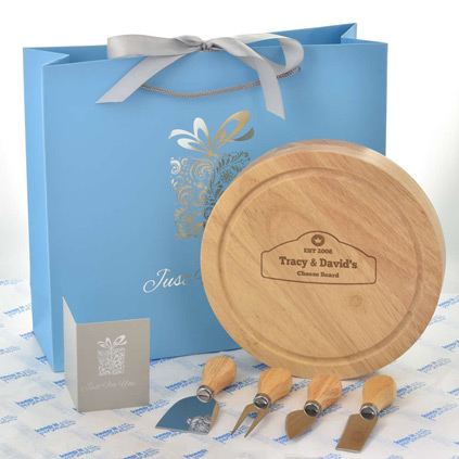 Personalised Round Wooden Cheese Board Couples