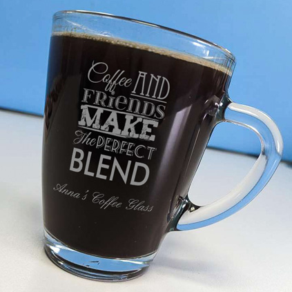 Coffee And Friends Make The Perfect Blend Personalised Glass Mug