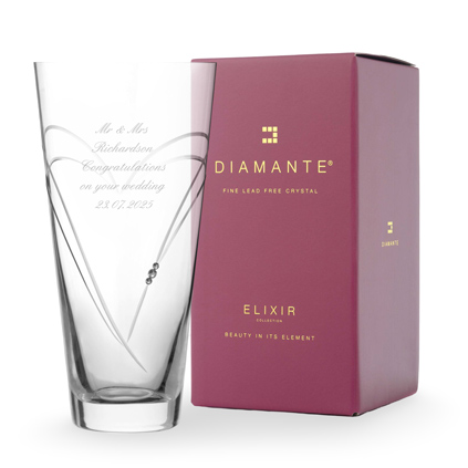 Engraved Heart Vase With Swarovski Elements - Conical