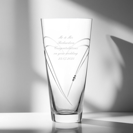 Engraved Heart Vase With Swarovski Elements - Conical