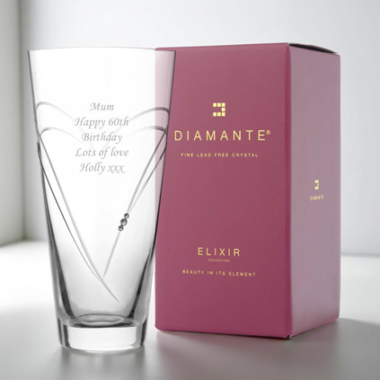 Engraved Heart Vase With Swarovski Elements - Conical