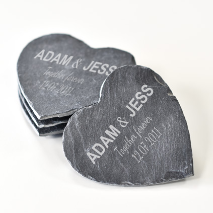 Engraved Love Heart Coasters For Couples
