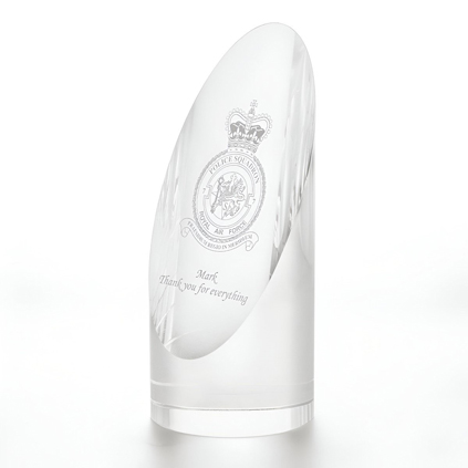 Logo Engraved Optical Crystal Cylinder Trophy Award 16cm