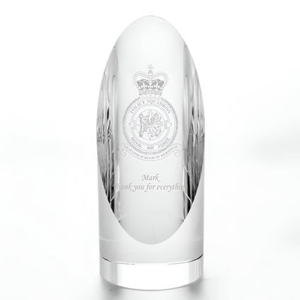 Logo Engraved Optical Crystal Cylinder Trophy Award 16cm