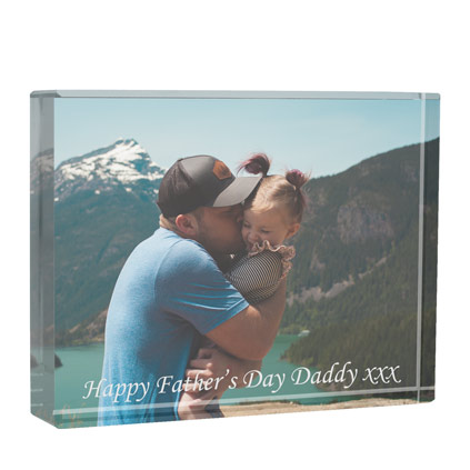 Personalised Photo Glass Block For Dad