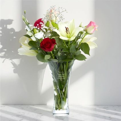 Personalised Crystal Heart Vase With Swarovski Elements