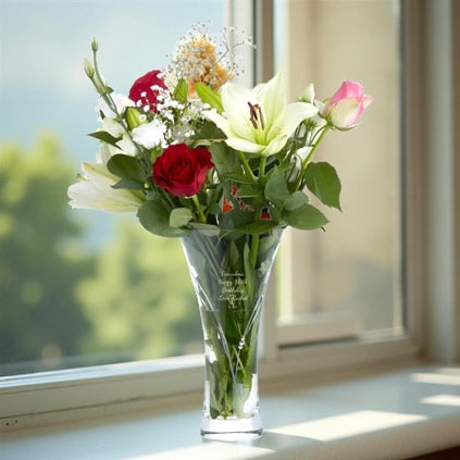 Personalised Crystal Heart Vase With Swarovski Elements