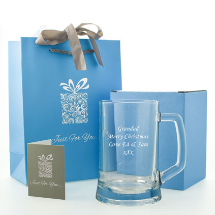 Engraved Glass Tankard