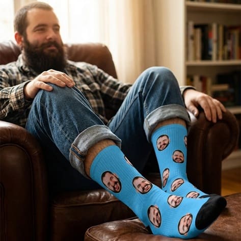 Personalised Face Socks Photo Upload Choose Colour