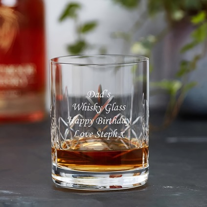 Personalised Panelled Whisky Glass With Luxury Gift Bag And Box