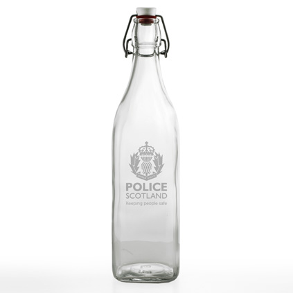 Logo Engraved Personalised Flip Lid Glass Bottle