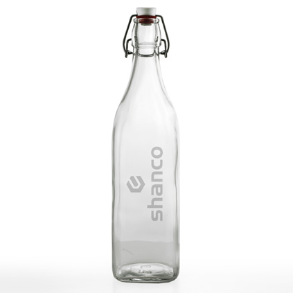 Logo Engraved Personalised Flip Lid Glass Bottle