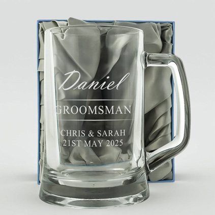 Personalised Wedding Pint Tankard Thank You Groomsman Gift