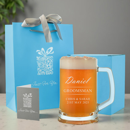 Personalised Wedding Pint Tankard Thank You Groomsman Gift