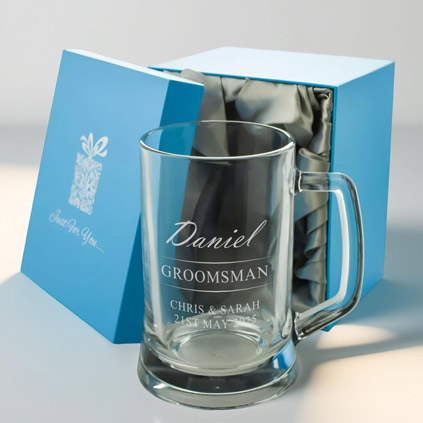 Personalised Wedding Pint Tankard Thank You Groomsman Gift