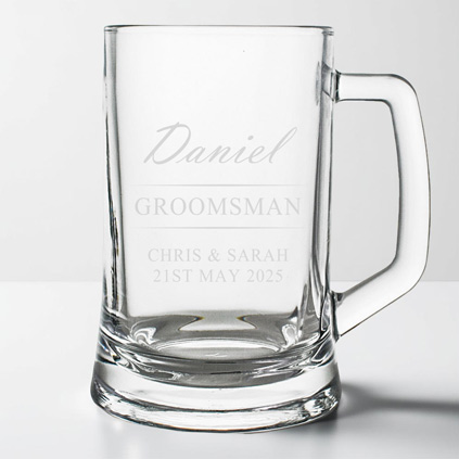 Personalised Wedding Pint Tankard Thank You Groomsman Gift