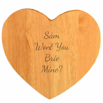 Personalised Heart Shaped Wooden Cheese Board Set