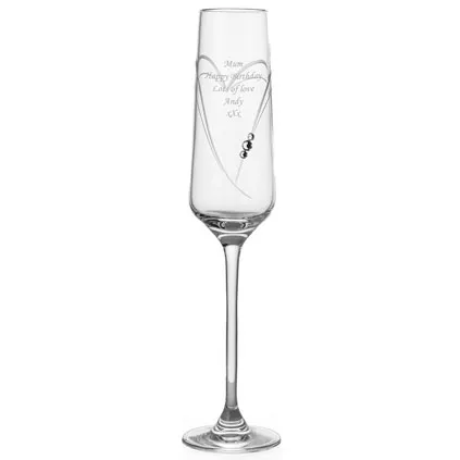 Personalised Heart Champagne Flute With Swarovski Elements