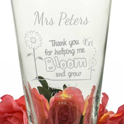 Personalised Conical Vase - Thank You For Helping Me Bloom