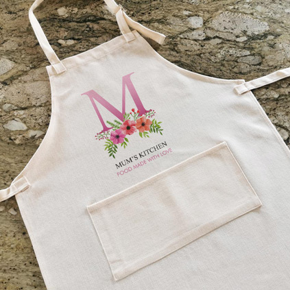 Personalised Apron - Initials and Name Floral Design