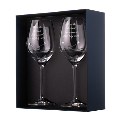 Personalised Crystal Wine Glasses With Swarovski Elements