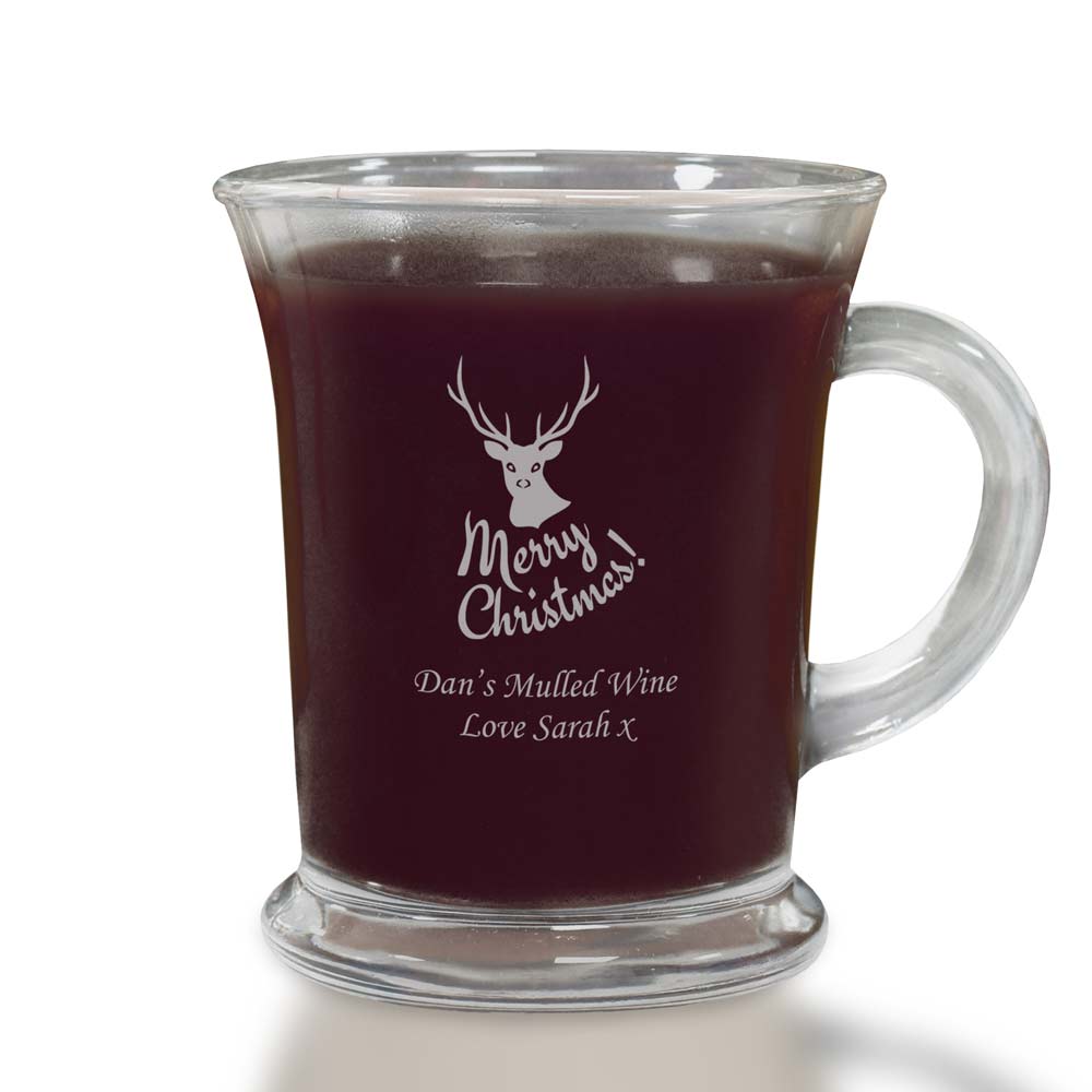 Personalised Mulled Wine Glass Mug Reindeer - Click Image to Close