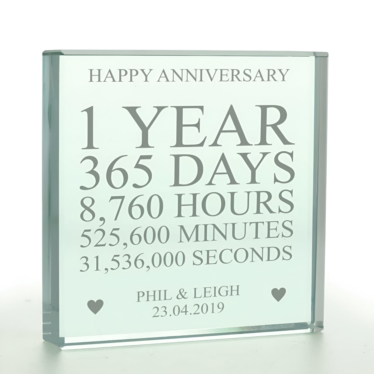 Personalised 1 Year Of Marriage Glass Token First Wedding Anniversary Gift Personalised 1 Year Of Marriage Glass Token First Wedding Anniversary Gift
