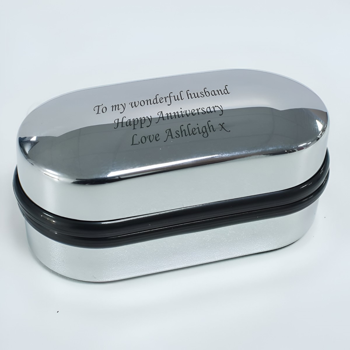 Chrome Personalised Cufflink Gift Presentation Box - Click Image to Close