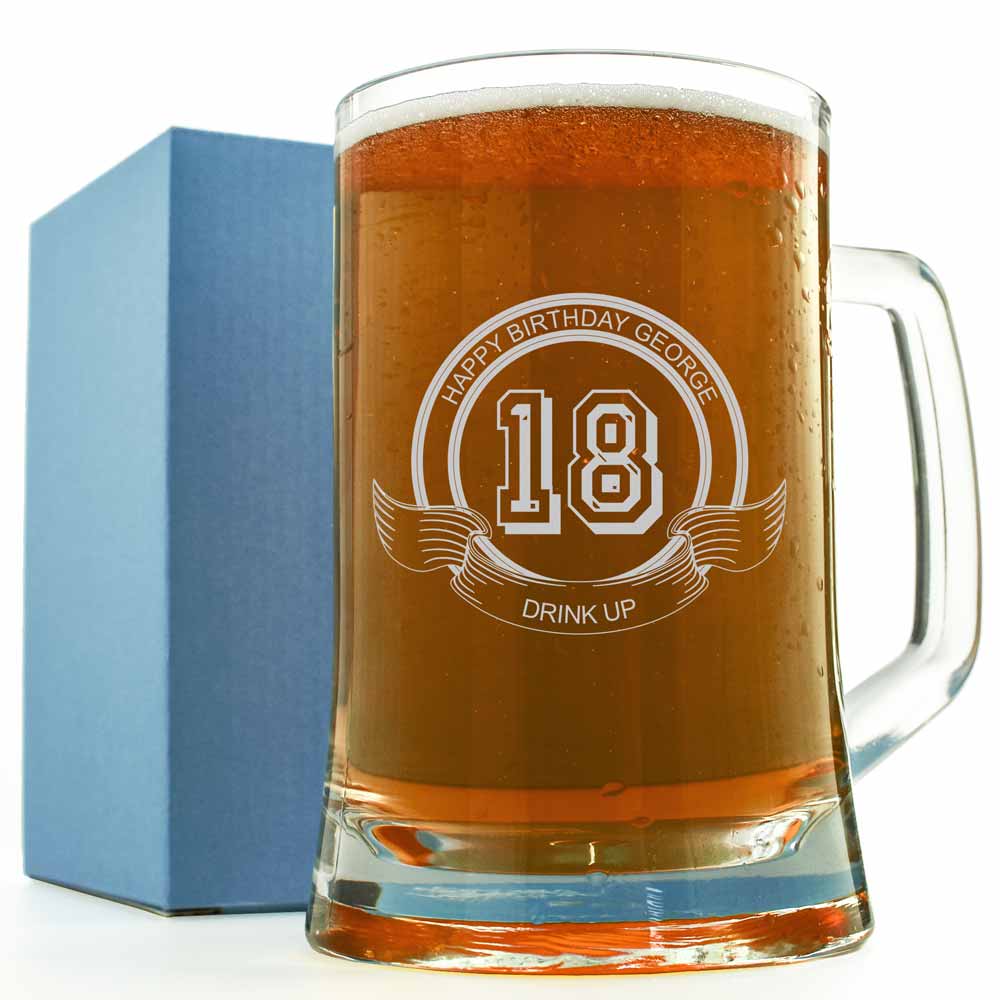 Personalised Pint Glass - 18th Birthday Gift - Click Image to Close