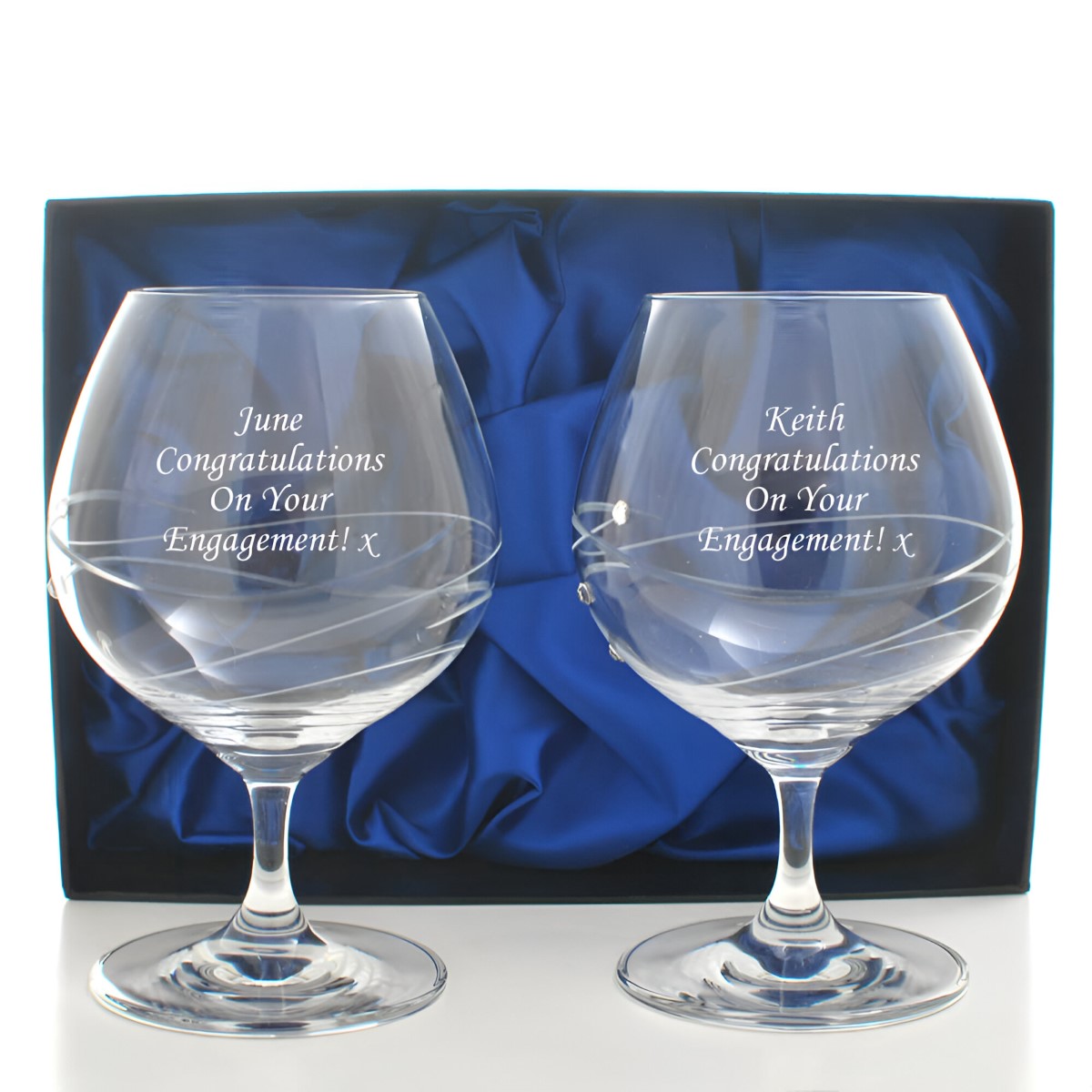 Personalised Brandy Glass Set With Swarovski Elements - Click Image to Close