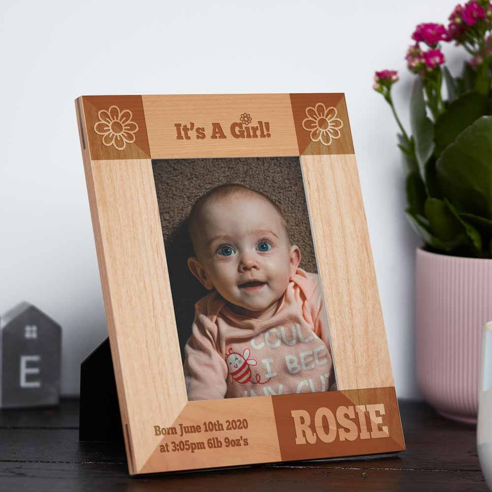Its A Girl Personalised Baby Photo Frame - Click Image to Close