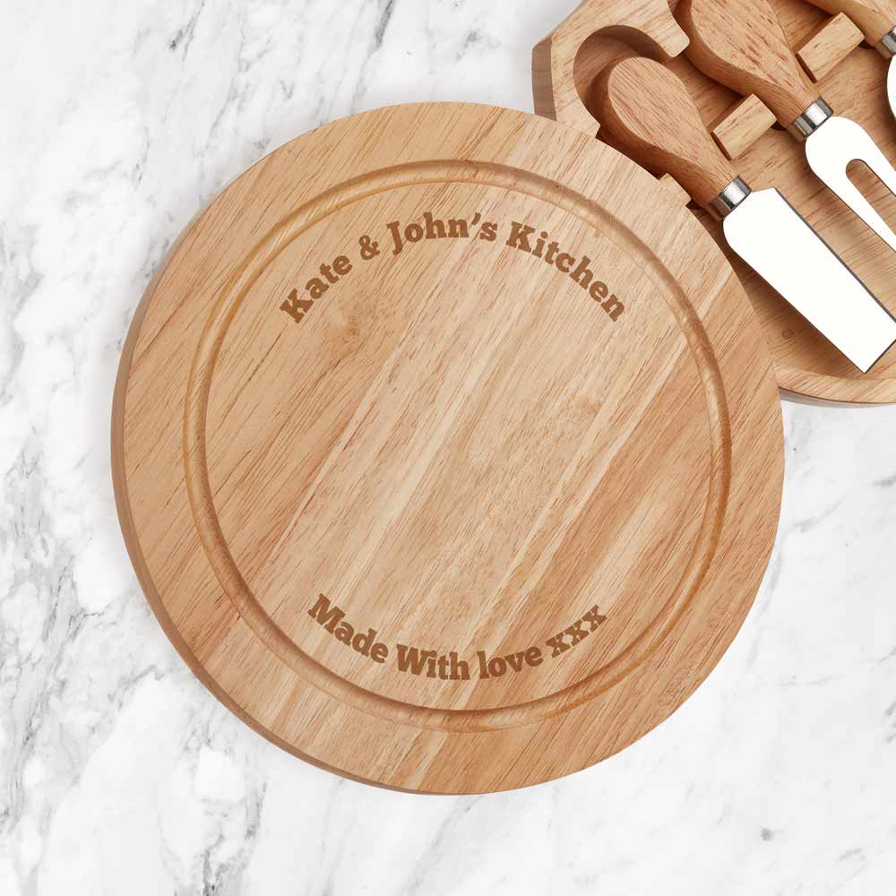 Personalised Wooden Cheese Board Set - Click Image to Close