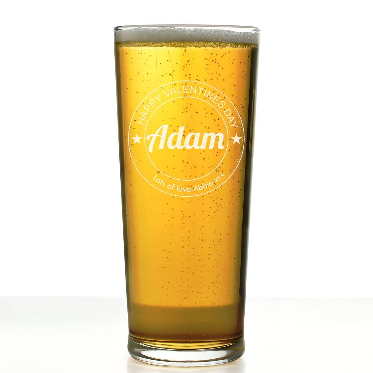 Personalised Pint Glass - Valentines - Click Image to Close