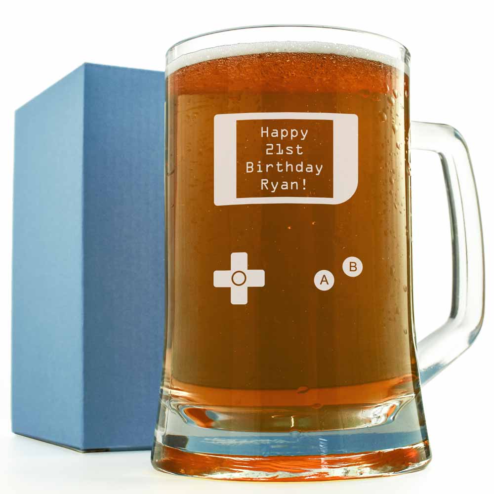 Personalised Pint Glass - Retro Gamer - Click Image to Close