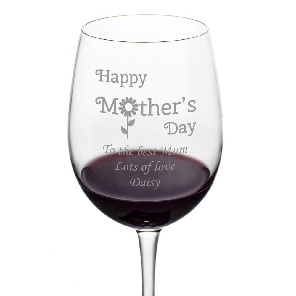 Mother's Day Daisy Wine Glass - Click Image to Close