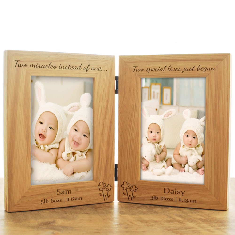 Twins Personalised Wooden Frame - Click Image to Close
