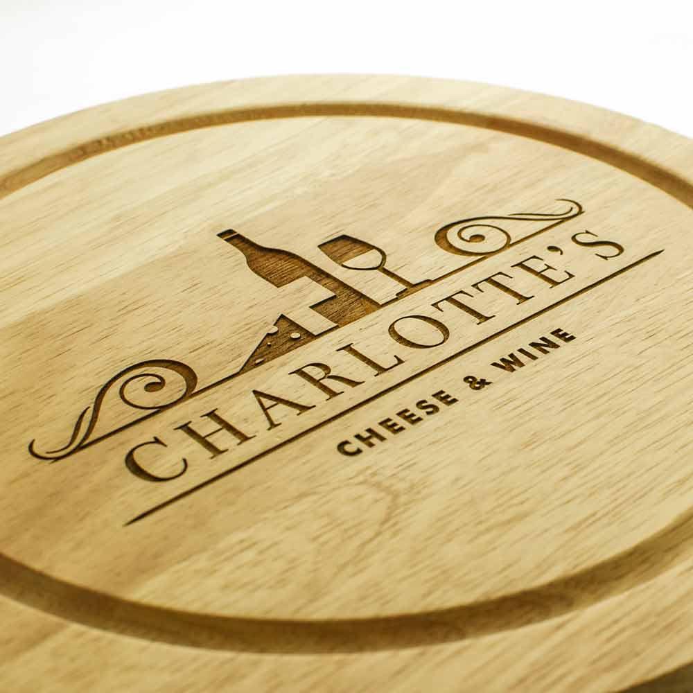 Personalised Wooden Cheese and Wine Board - Click Image to Close