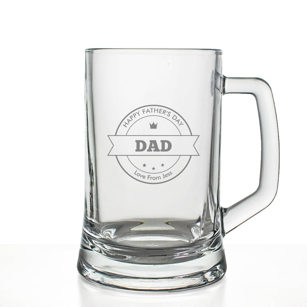 Details about   Personalised Engraved Glass Tankard Father's Day Birthday Usher wedding Gift 
