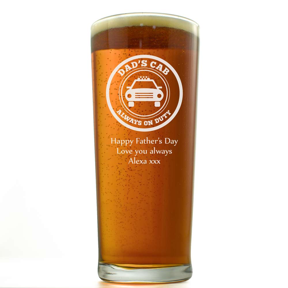 Personalised Pint Glass - Dad's Cab - Click Image to Close
