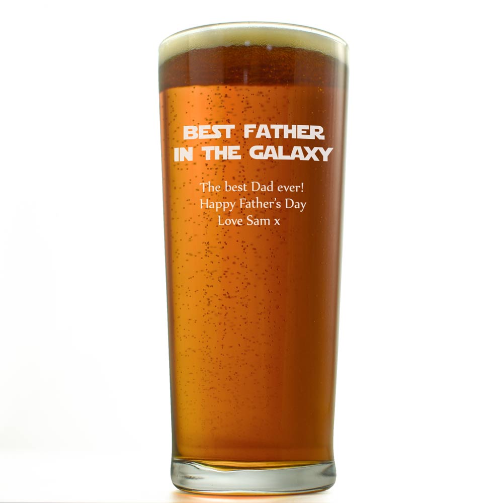 Best Father In The Galaxy Personalised Pint Glass - Click Image to Close