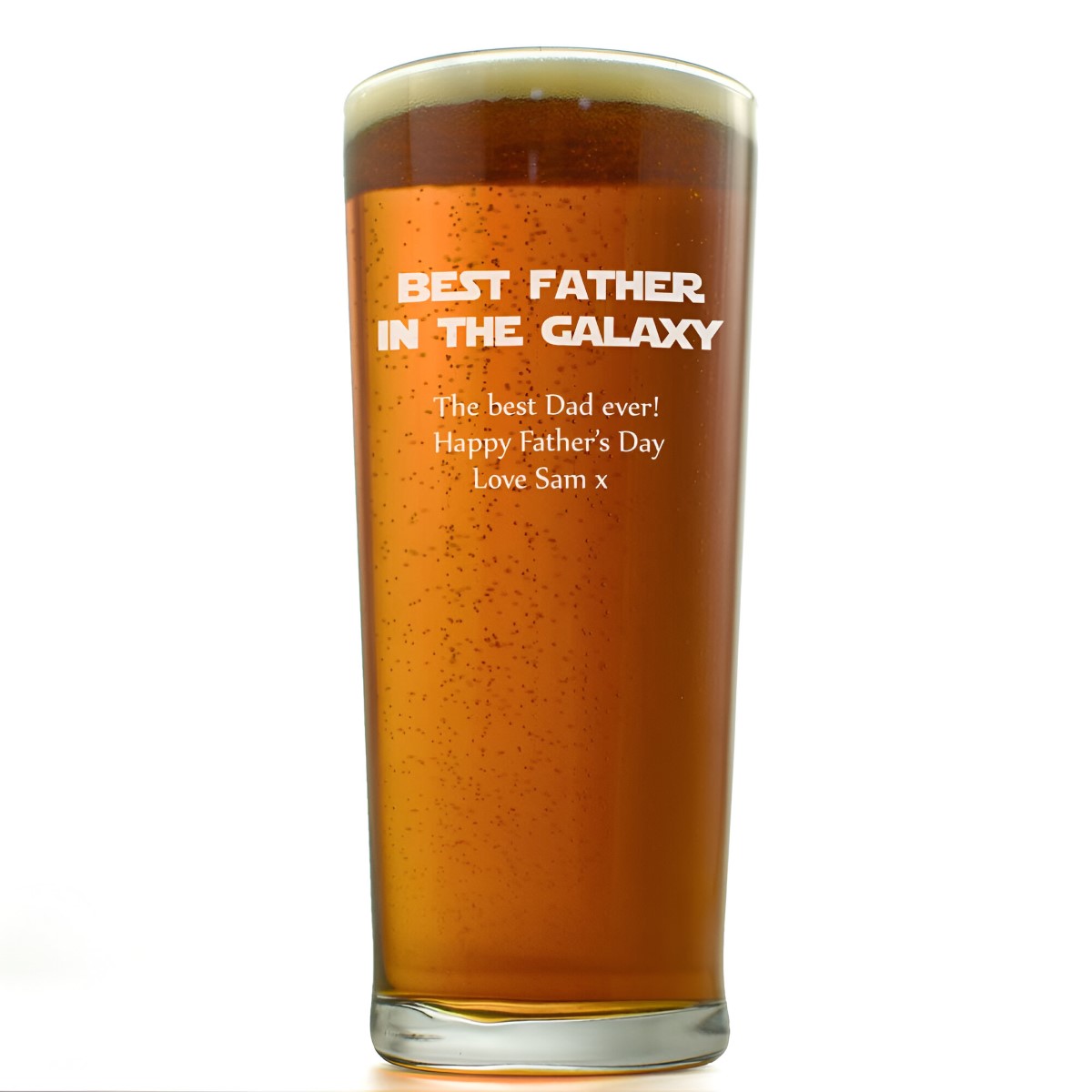 Best Father In The Galaxy Personalised Pint Glass - Click Image to Close