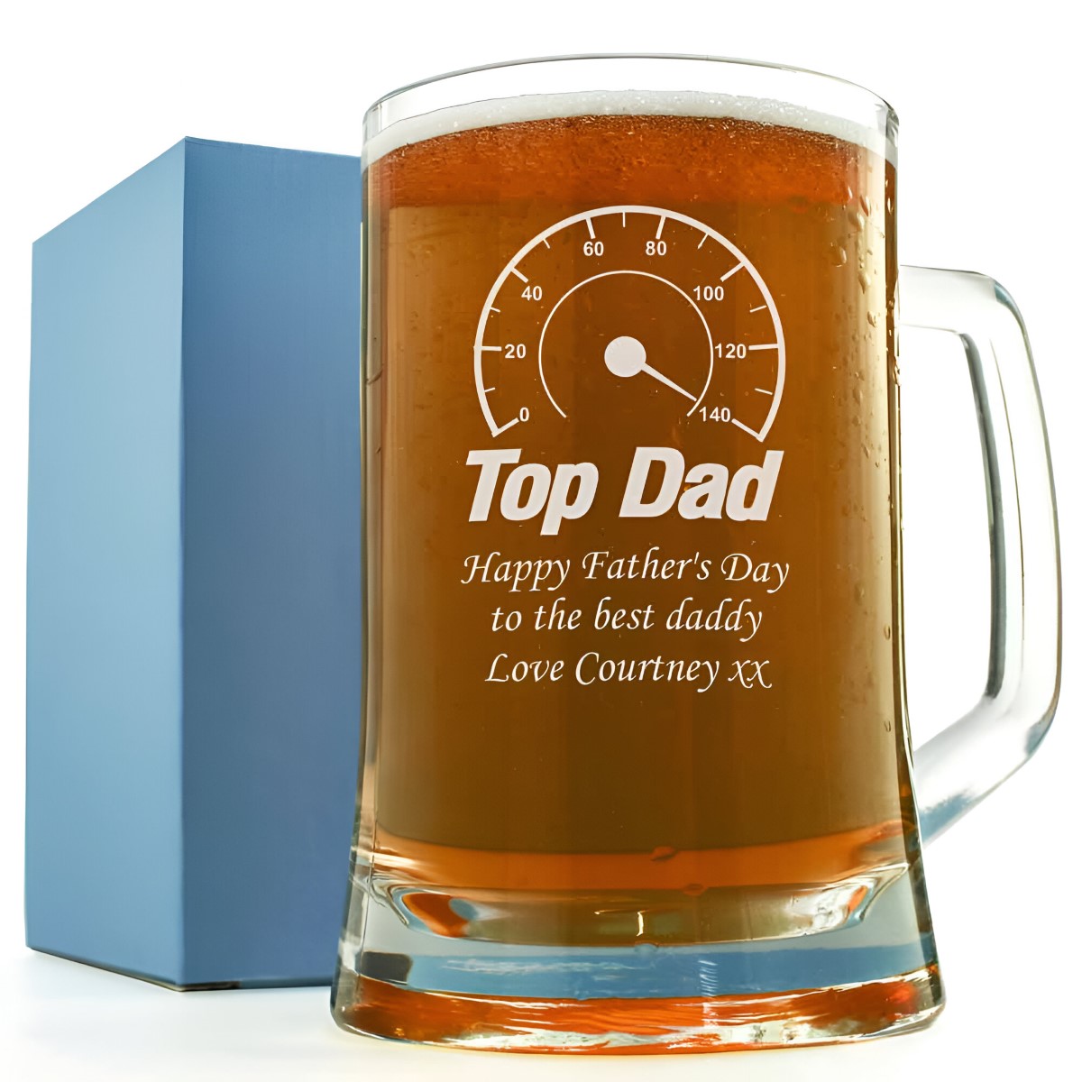 Top Dad Personalised Pint Glass - Click Image to Close