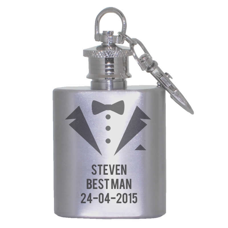Special Occasion Personalised Hip Flask Keyring 1oz - Click Image to Close