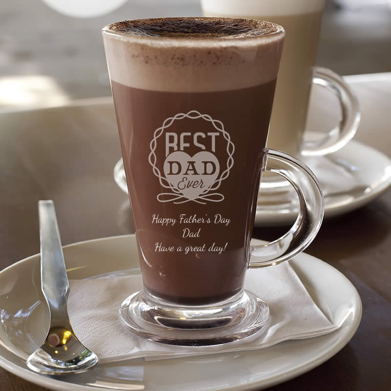 Personalised Latte Glass - Best Dad Ever - Click Image to Close