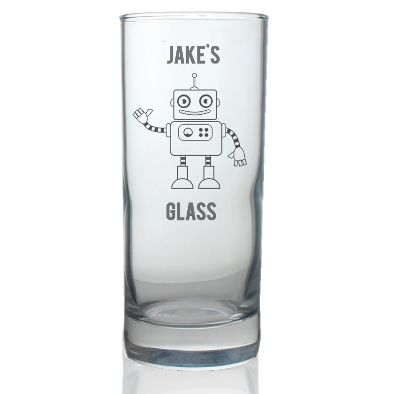Personalised Children's Robot Glass - Click Image to Close