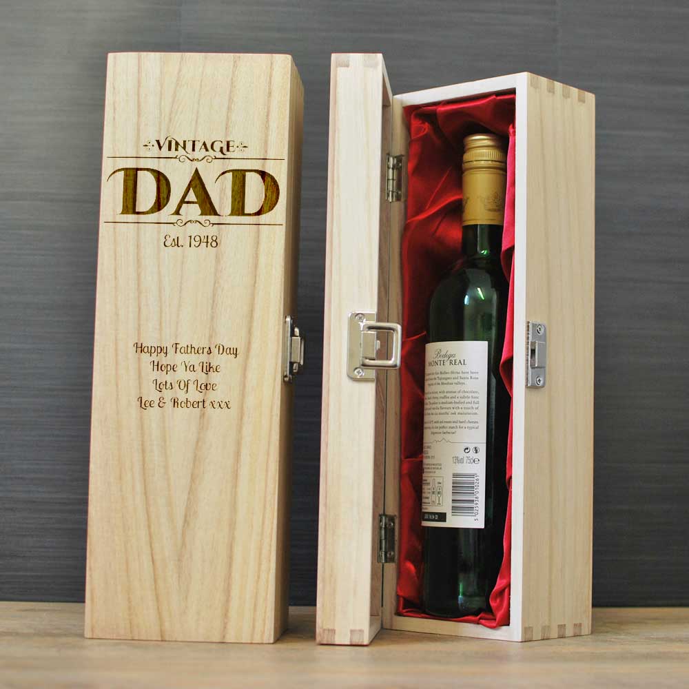 Vintage Dad Personalised Wine Box - Click Image to Close