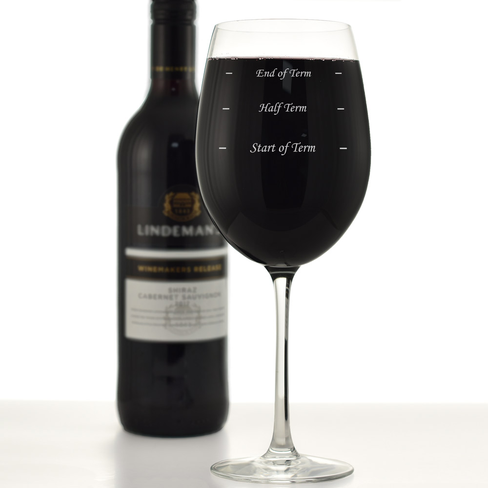 Teachers Drinks Measure Wine Glass - Click Image to Close